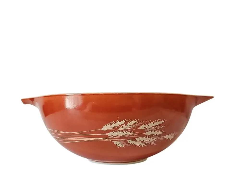 Vintage Pyrex 444 Autumn Harvest Wheat Cinderella Mixing Bowl 4 Quart